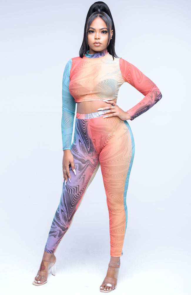 Chill Vibes Sheer Two Piece Pants Set