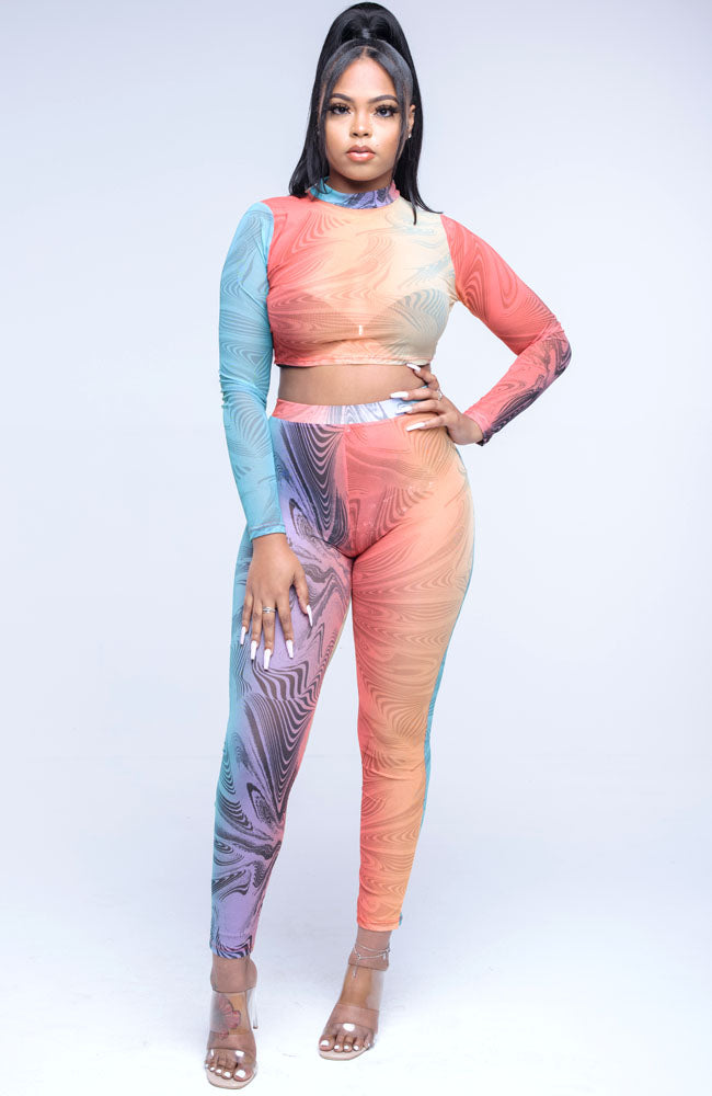 Chill Vibes Sheer Two Piece Pants Set