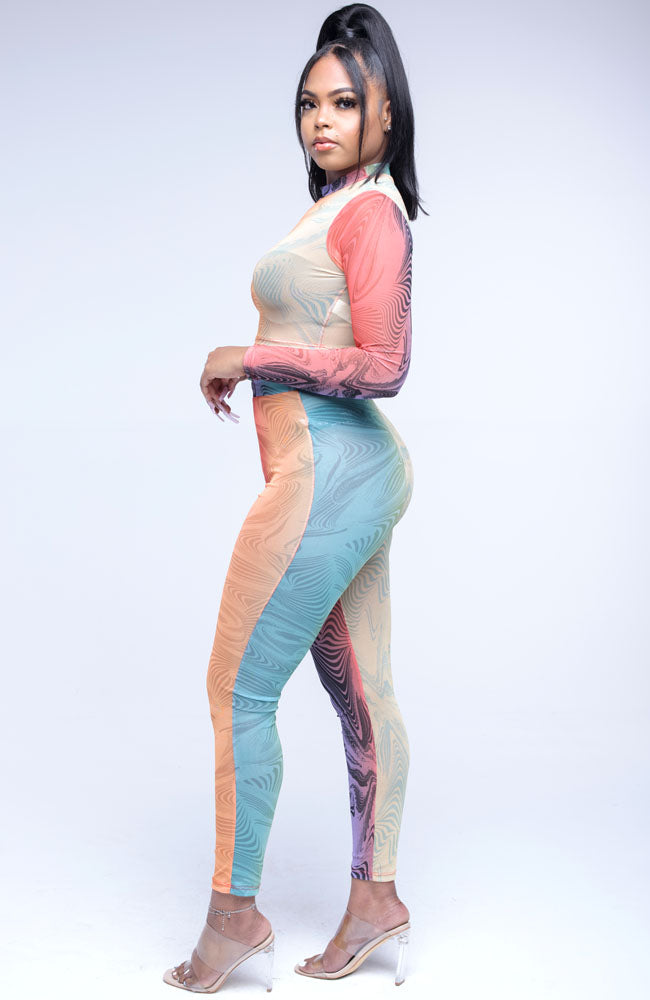 Chill Vibes Sheer Two Piece Pants Set