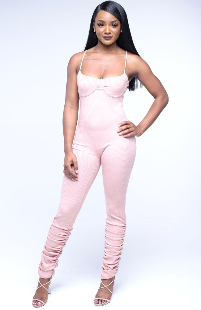 Simple Flex Jumpsuit With Ruching Bottom