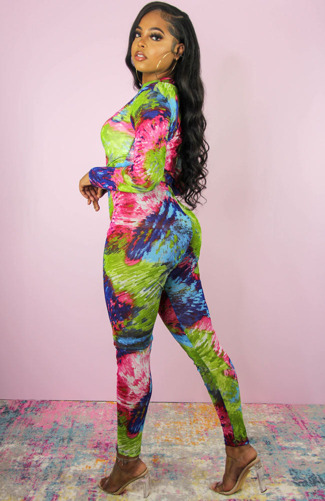 Kaleidoscope Sheer Mesh Pants Set