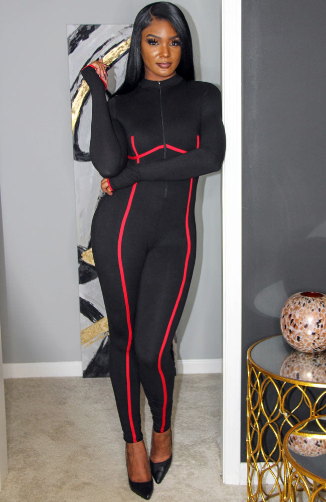 I'm Only Human Long Sleeve Black Jumpsuit