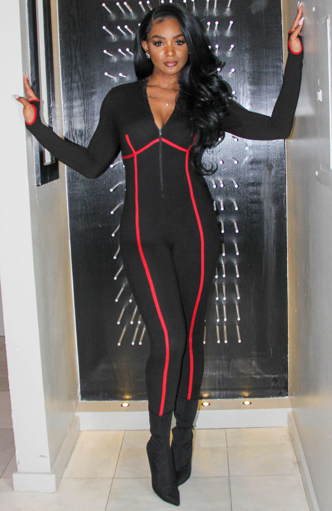 I'm Only Human Long Sleeve Black Jumpsuit