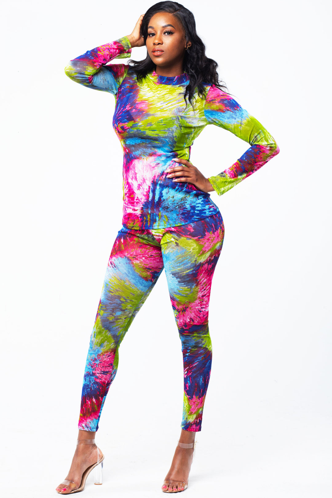 Kaleidoscope Sheer Mesh Pants Set