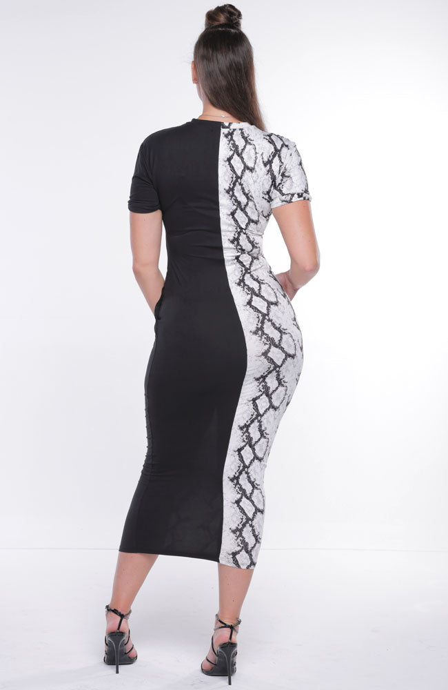 Two Tone Snakeskin Maxi Dress