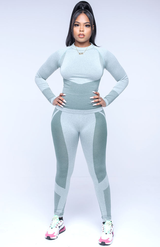 Green Stay Active Two Piece Long Sleeve Pants Set
