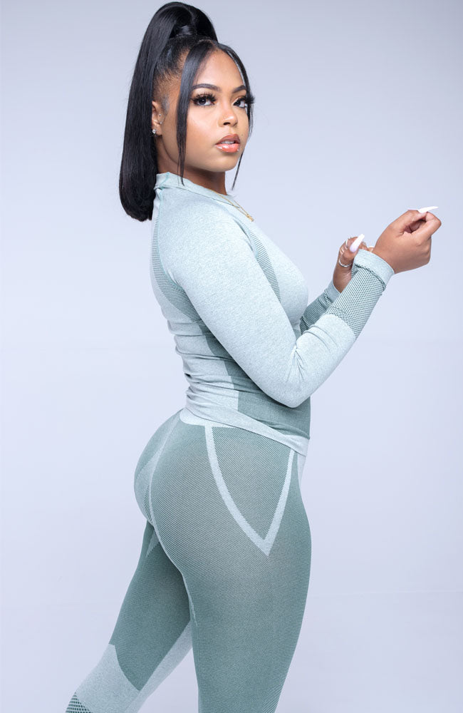 Green Stay Active Two Piece Long Sleeve Pants Set