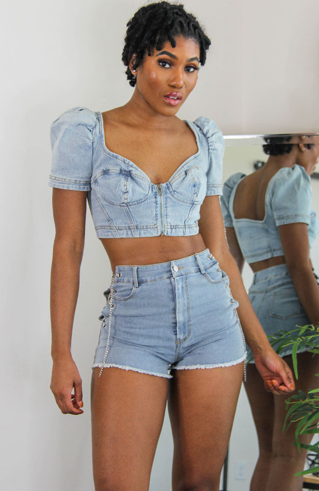 Sweet Sunday Denim Crop Top