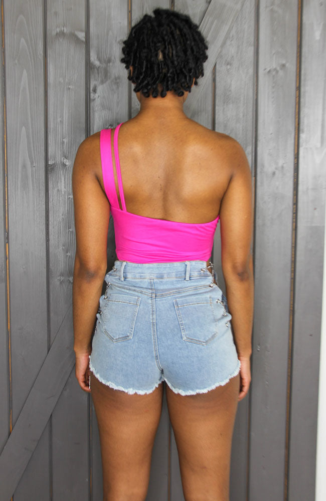 Hot Pink One Shoulder Bodysuit