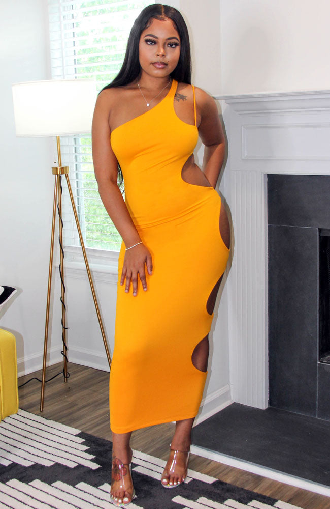 For Keeps Tangerine Cut-out Maxi Dress