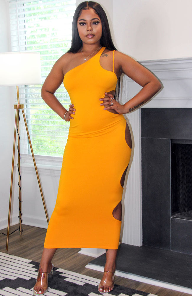 For Keeps Tangerine Cut-out Maxi Dress