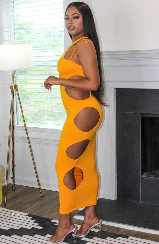 For Keeps Tangerine Cut-out Maxi Dress