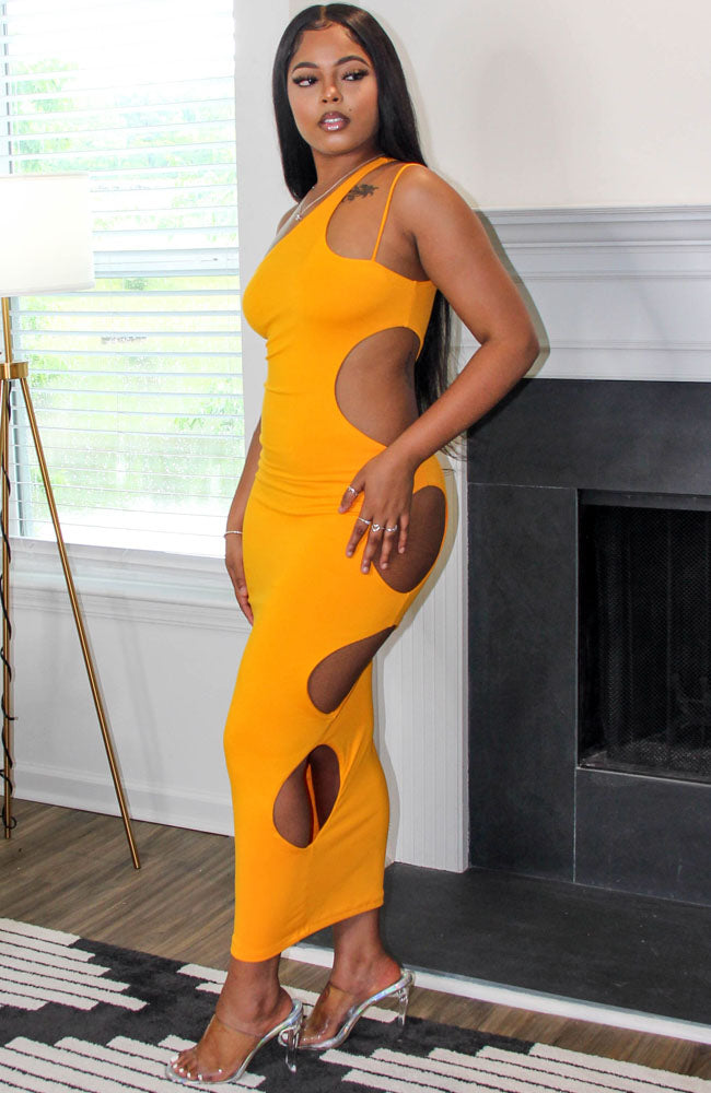 For Keeps Tangerine Cut-out Maxi Dress