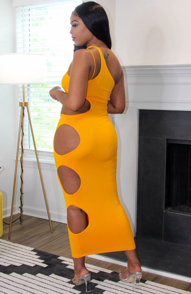 For Keeps Tangerine Cut-out Maxi Dress