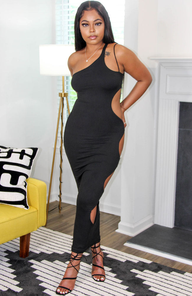 For Keeps Black Cut-out Maxi Dress