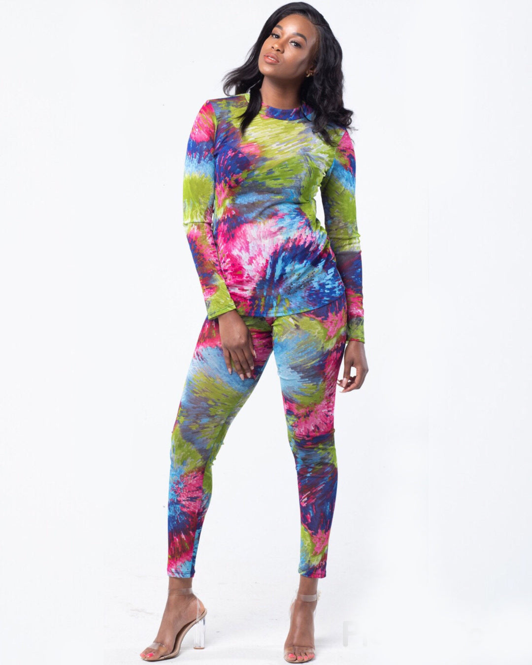 Kaleidoscope Sheer Mesh Pants Set