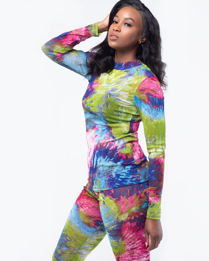 Kaleidoscope Sheer Mesh Pants Set