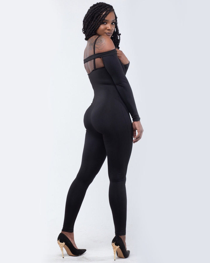 Privy Sheer Off the Shoulder Cutout Jumpsuit