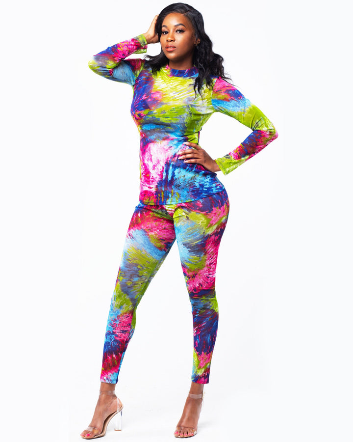 Kaleidoscope Sheer Mesh Pants Set
