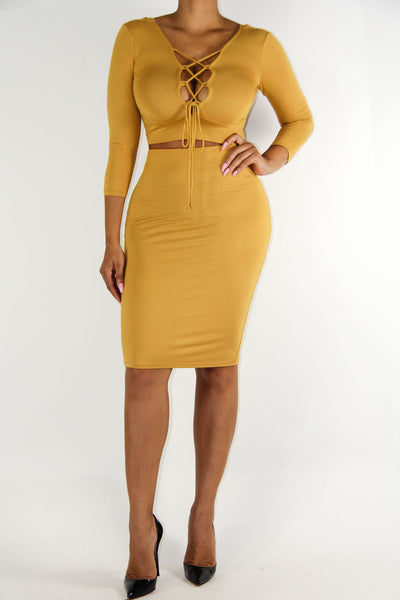 Mustard Holiday Dress Set, Dress - Style Dirty